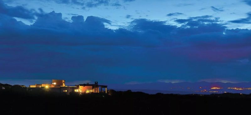 santa fe house at dusk 